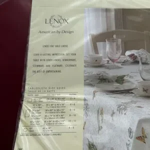 Lenox Tablecloth Square 52” X 52” Butterfly Meadow Floral Fine Table Linens