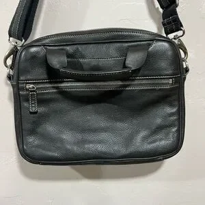Levenger Brown Full Grain Leather Shoulder Business Bag