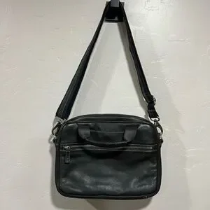Levenger Brown Full Grain Leather Shoulder Business Bag