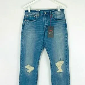 Levi's 502 Taper Distressed Jeans 31x32 NEW Justin Timberlake Fresh‎ Leaves
