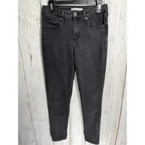 Levis 721 Skinny Jeans Women 28 Gray Denim High Rise Minimalist Cotton Blend