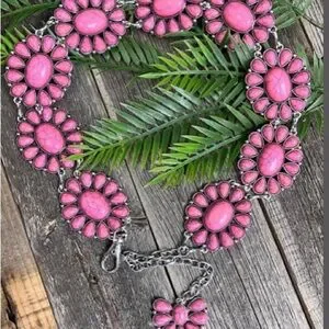 Light Pink Faux Marble Concho Belt