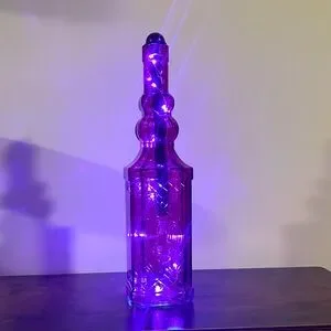 Light Up Fuchsia Glass Fairy Lights Decorative Home Accent Glass Bottle Pink