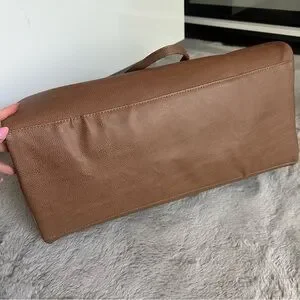 Lightweight Brown Faux Leather Tote Duffle Bag Men Woman’s Unisex Travel Bag