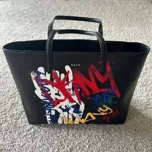Like New DKNY Bryant Park Large Tote Graffiti Urban Chic Handbag