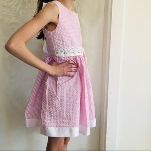 Like New Rare Editions Seersucker Pink Bow Dress 5