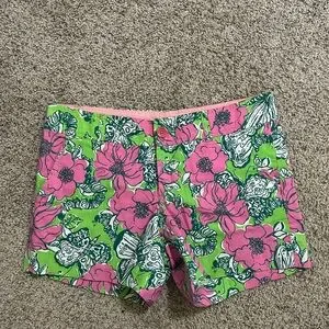 LILLY PULITZER The Callahan Shorts Bloomin' Cacoonin' Print Pink Green Floral 6