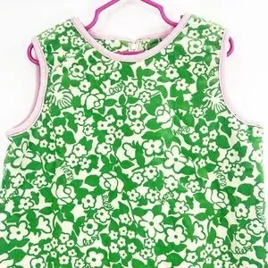 Lilly Pulitzer Vintage White Label Corduroy Green And White Jumper Dress Size 8