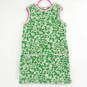 Lilly Pulitzer Vintage White Label Corduroy Green and White Jumper Dress size 8