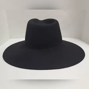 LINA OSORIO Handmade Black Wool Felt Fedora Hat