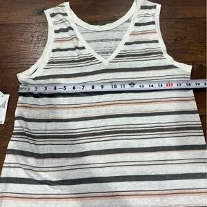 Linen Workshop Republic 100% Linen White And Gray Striped Sleeveless Tank Top