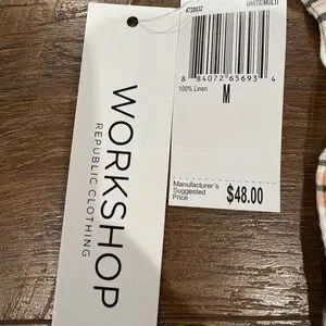 Linen Workshop Republic 100% Linen White And Gray Striped Sleeveless Tank Top