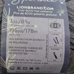 LION BRAND YARN TRIBOO SPARKLE YARN 2 SKEINS Thunder
