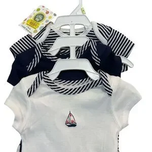 Little Me 100% Cotton Nautical Baby Shortsleeve Onesies Set 3 Months