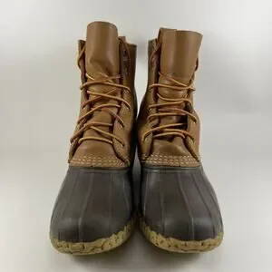LL Bean Bean Boots 8” Duck Boots Womens Size 6 M (BM) Brown Leather Waterproof