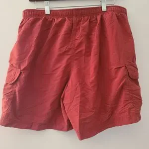 LL Bean Swim Trunks Mens Large Orange Quick Dry Mesh Lined Board Shorts Pocket