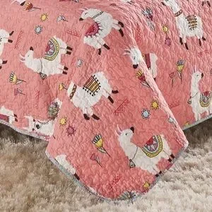 Llama Twin Cotton Reversible Quilt Set