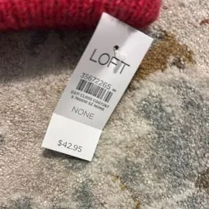 LOFT Pink And Red Knit Beanie Hat