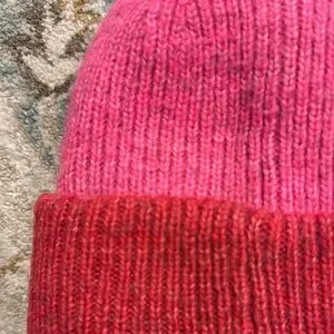 LOFT Pink And Red Knit Beanie Hat