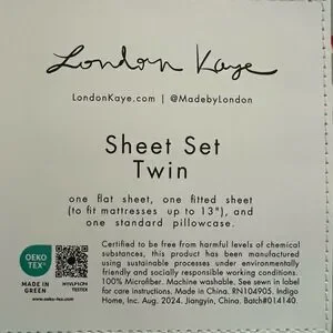 London Kaye Christmas Size Twin Sheet Set