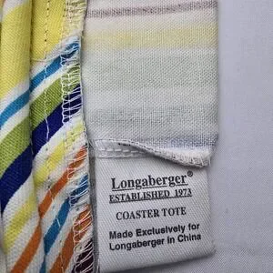 Longaberger Coaster Tote Basket Fabric Liner ~ Sunny Day Stripe