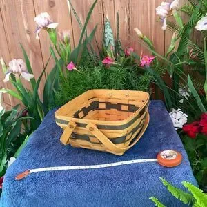 Longaberger Double hinged Handle Vintage Christmas basket W/o liner