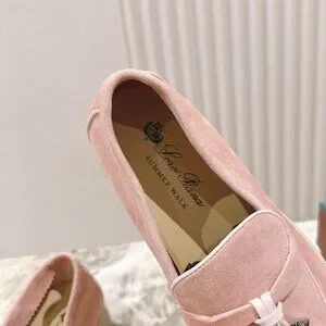 Loro Piana Pink Suede Slip-On Loafers