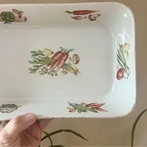 Louis Lourioux Rectangular Porcelain Baking Dish With Vegetable Designs …
