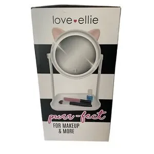 Love Ellie Onyx LED Kitty Makeup Mirror With Storage USB Charge Dimmable