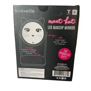Love Ellie Onyx LED Kitty Makeup Mirror With Storage USB Charge Dimmable