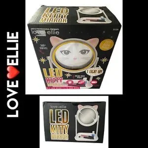 Love Ellie Onyx LED Kitty Makeup Mirror with Storage  USB Charge Dimmable