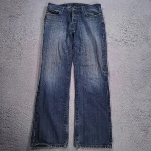 Lucky Brand 221 Original Straight Jeans Mens 34x32 Button Fly Denim Blue