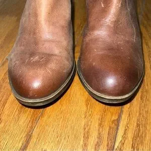 Lucky Brand Basel Brown Leather Distressed Ankle Booties Size 5.5