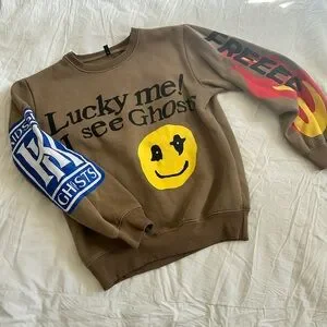 Lucky Me I See Ghosts Brown Graphic Sweater