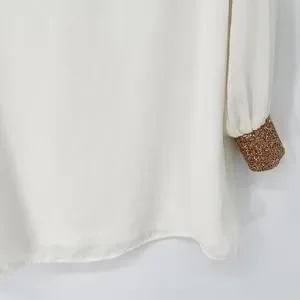 Lulu's Guiding Light Beaded Rhinestone Cuffs Shift Dress Sz XS White Balloon Slv