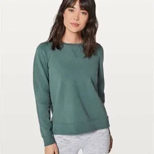 Lululemon Green Crew Sweatshirt Pullover Sweater Just Pleat it Size 10