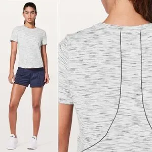 Lululemon Long Distance Short Sleeve In Tiger Space Dye Black White Size 8