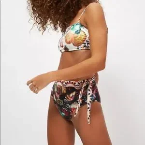 Lux French Costal Sea Shell Bikini With High Waisted Fold Over & Side Ties