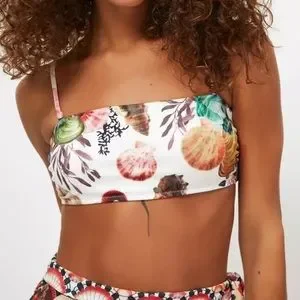 Lux French Costal Sea Shell Bikini With High Waisted Fold Over & Side Ties