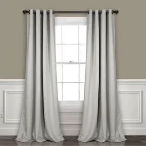 Luxurious Gray Velvet Grommet Curtains set of 2 blackout