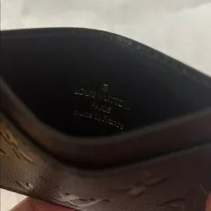 LV Black Leather Card Holder Monogram