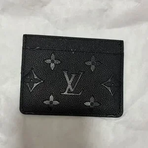 LV Black Leather Card Holder Monogram