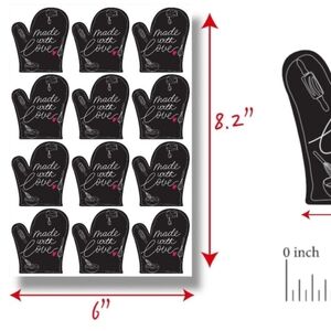 Made With Love Stickers – 100 Count - 2"x 1.75" - Oven Mitt - Red Foil Heart