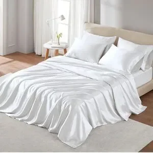 Madison Park White Queen Satin Sheet Set NWT