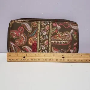 Maggi B Brown Paisley Zip Around Women's Wallet 7.5"×4.5"