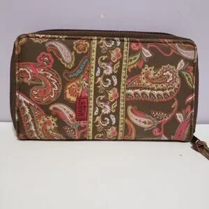 Maggi B Brown Paisley Zip Around Women's Wallet 7.5"×4.5"