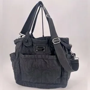 Marc Jacobs Black Quilted Nylon Diaper Tote Bag FLAWS
