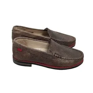 Marc Joseph Boys Size 10.5 Brown Leather Slip On Comfort Loafer Shoes Dress