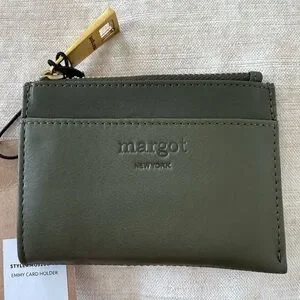 Margot Olive Green Leather Wallet Emmy Card Holder NWT