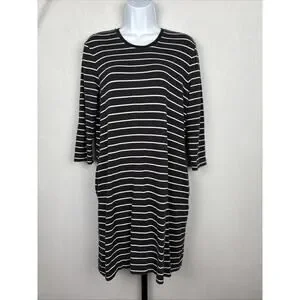 Marine Layer Mackenzie Striped Dress Women's Medium Black White Casual Pockets